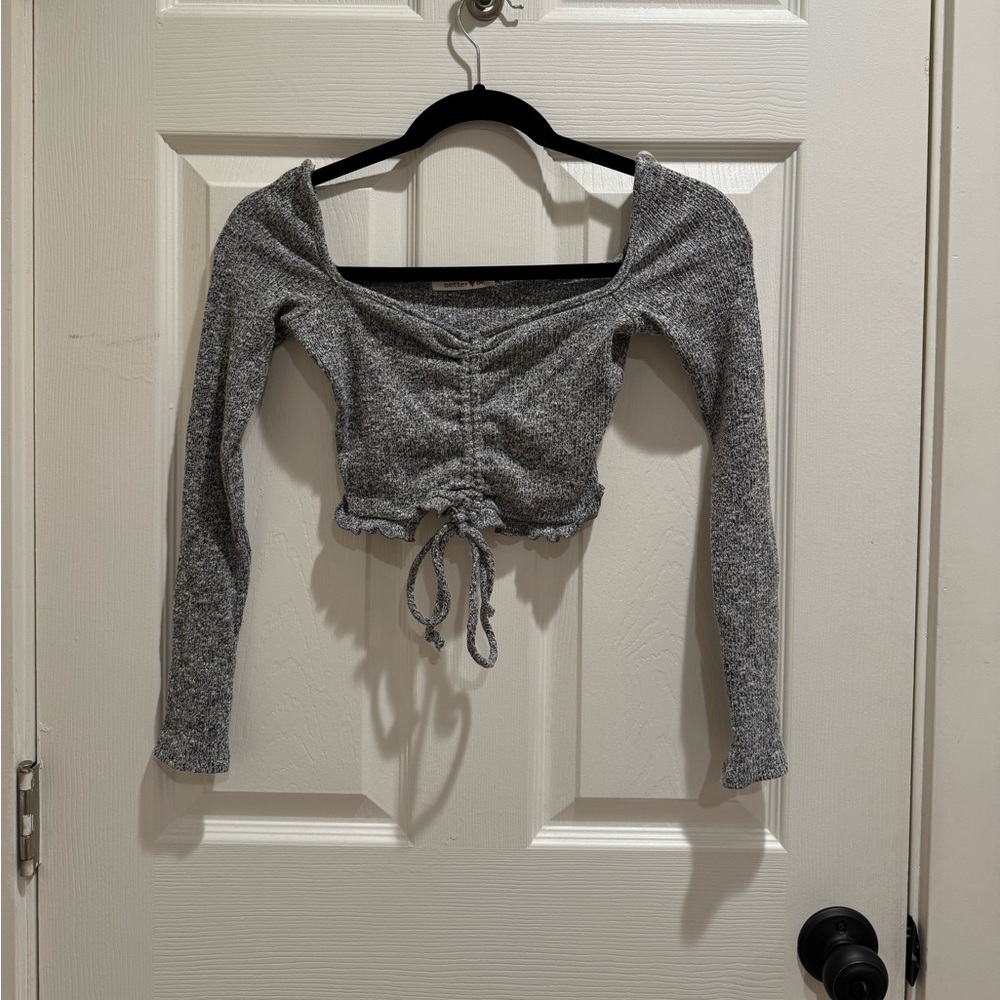 Cropped drawstring top
